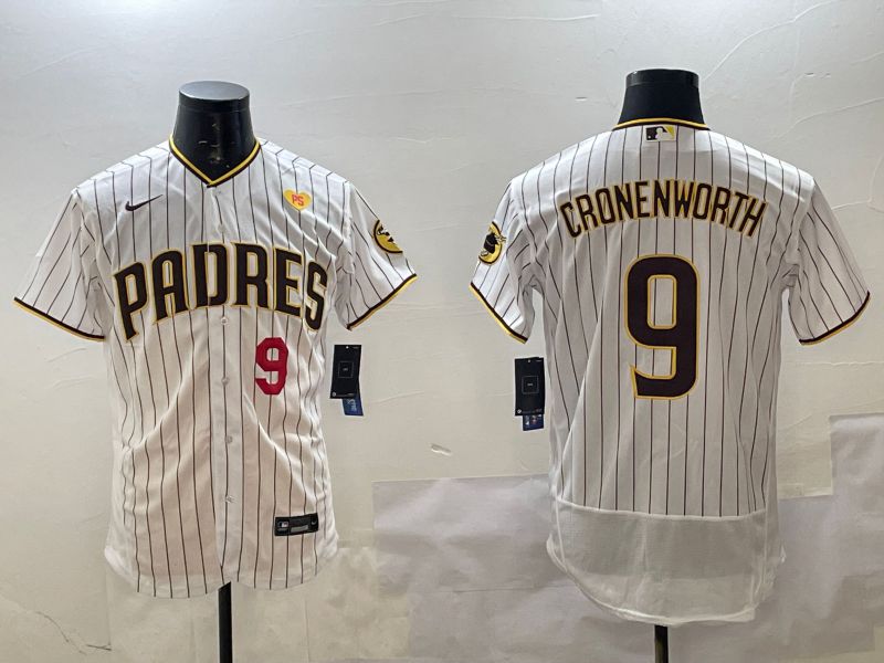 Men San Diego Padres #9 Cronenworth White Stripe Elite 2025 Nike MLB Jersey style 7->san diego padres->MLB Jersey